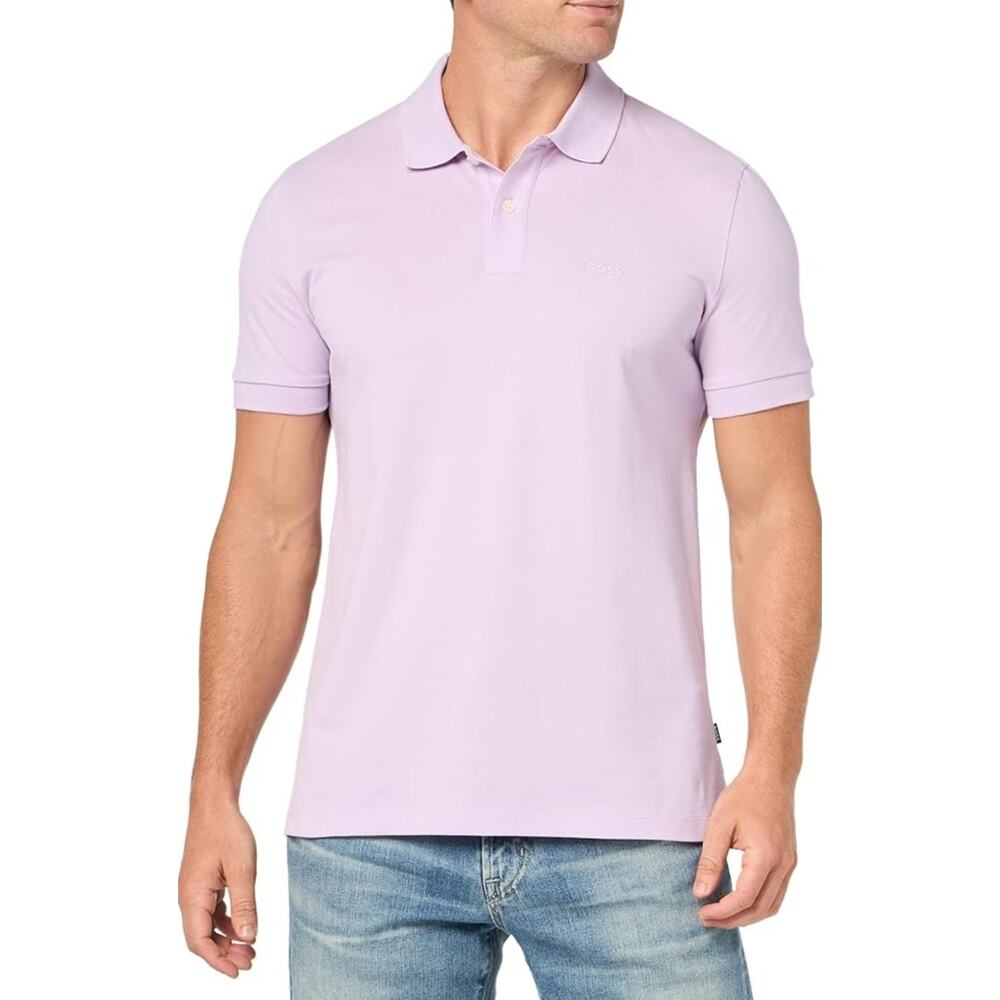 BOSS Men's Regular Fit Polo Shirt, Lavender Cream, Size XXL 2X